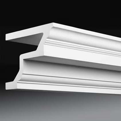 Corniche extérieure de façade en polyuréthane — 200 × 202 × 168 mm (réf. ARK-COR147)