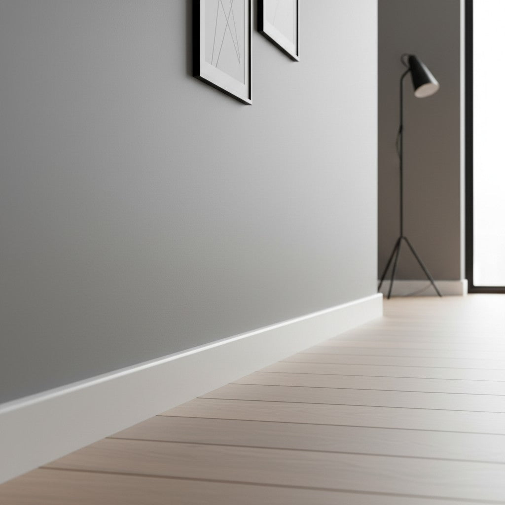 Plinthe MDF 60 mm blanche laquée – modèle 6/1 (60 x 16 x 2000 mm)
