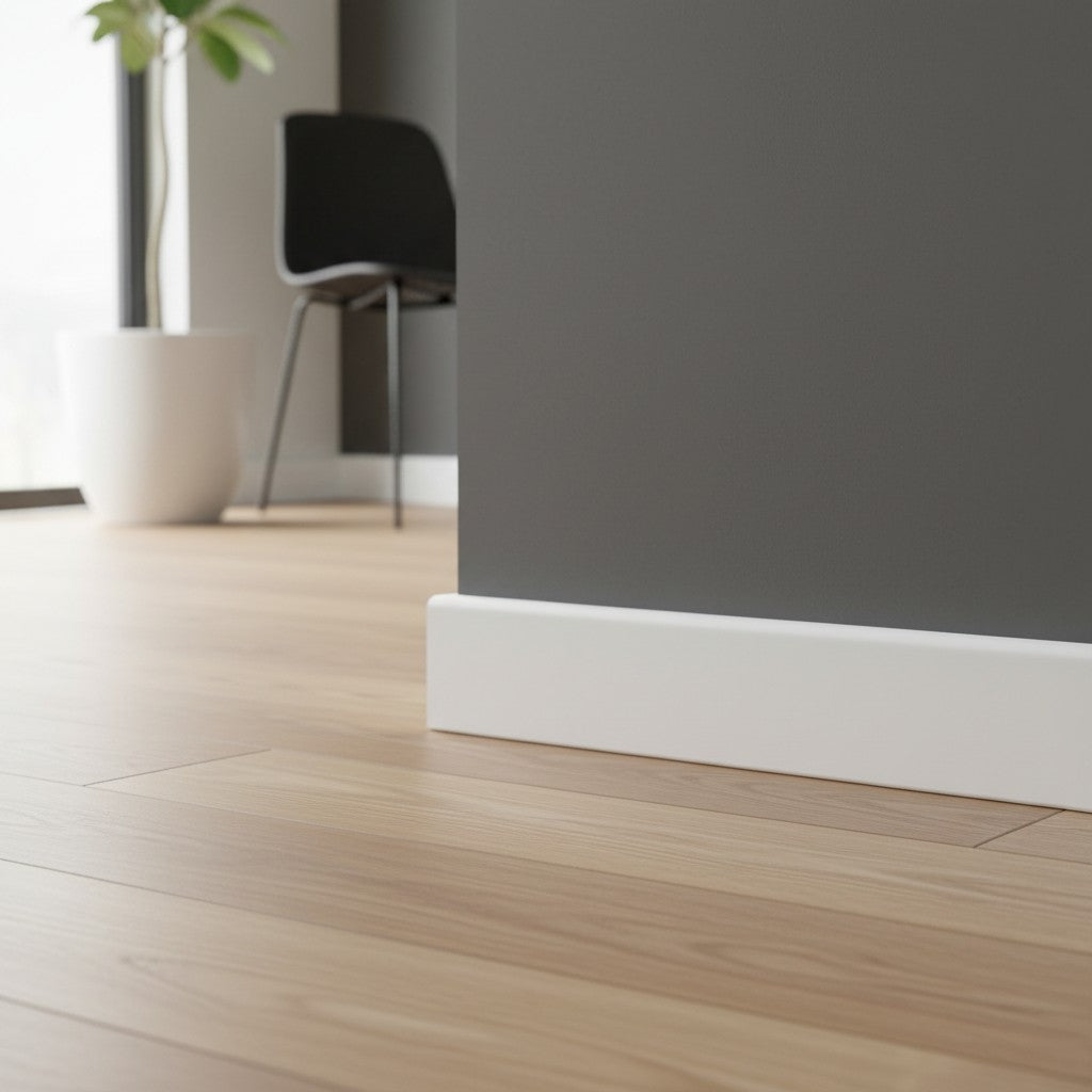 Plinthe MDF 60 mm blanche laquée – modèle 6/1 (60 x 16 x 2000 mm)
