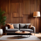 Panneau acoustique tasseaux bois Slim — chêne gris 2400 mm – exemple de rendu en intérieur