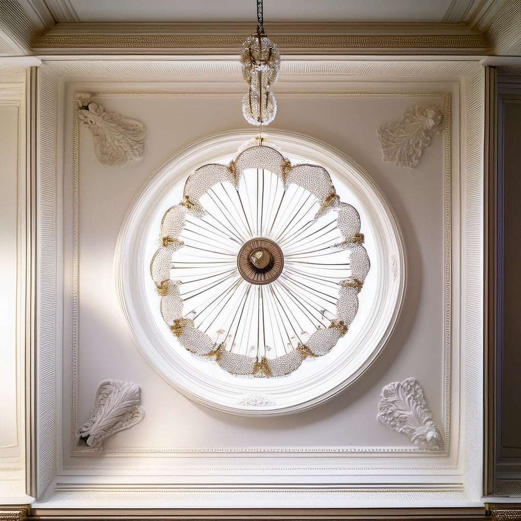 Rosace de plafond décorative en polyuréthane — Ø 600 mm – exemple de rendu en intérieur