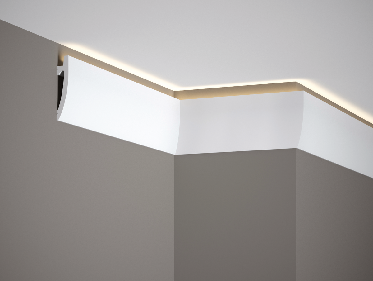 Corniche d'éclairage indirect LED en polyuréthane — 200 × 17 × 80 mm (réf. ARK-COR002)