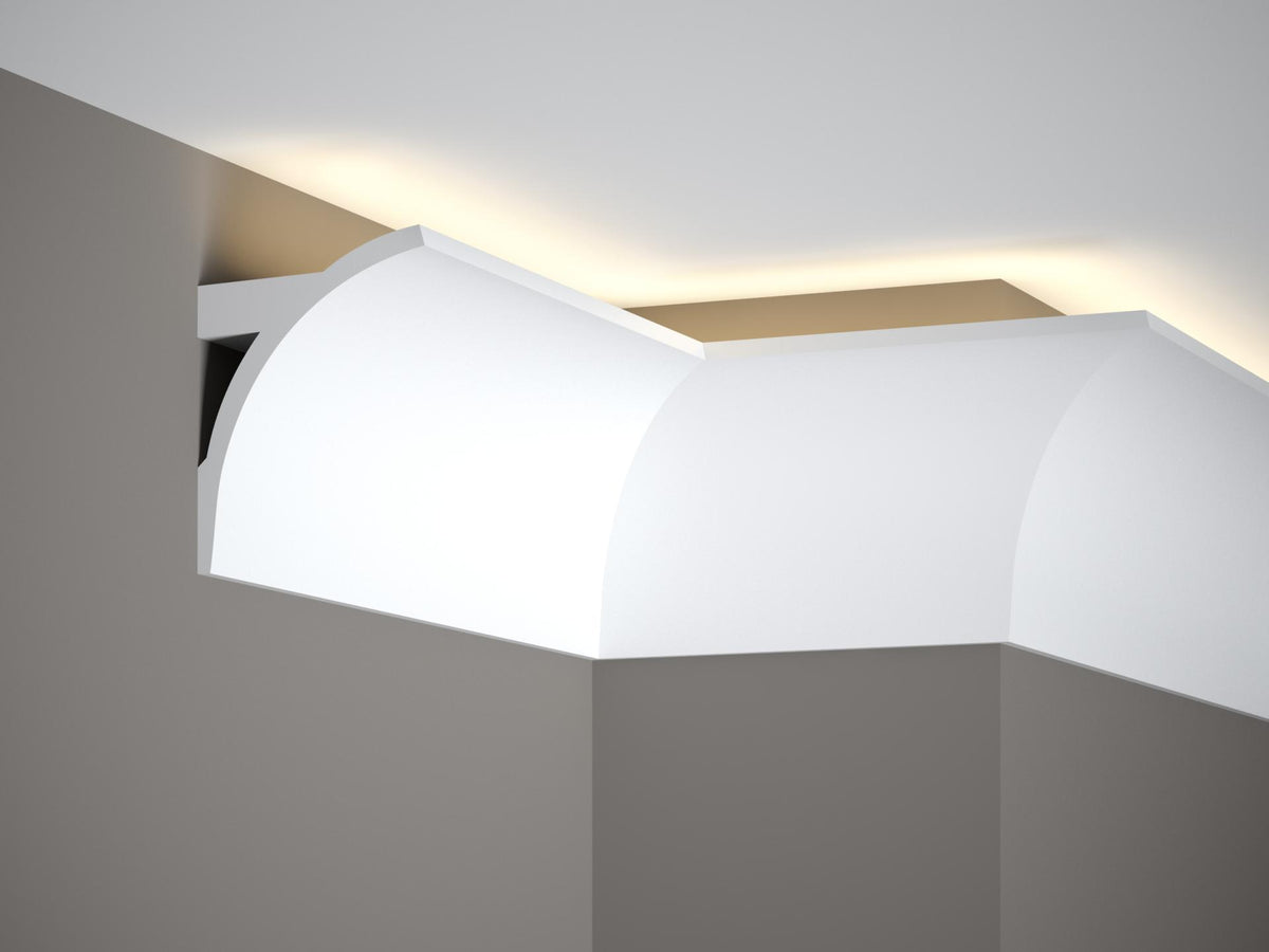 Corniche d'éclairage indirect LED en polyuréthane — 200 × 95 × 123 mm (réf. ARK-COR015)