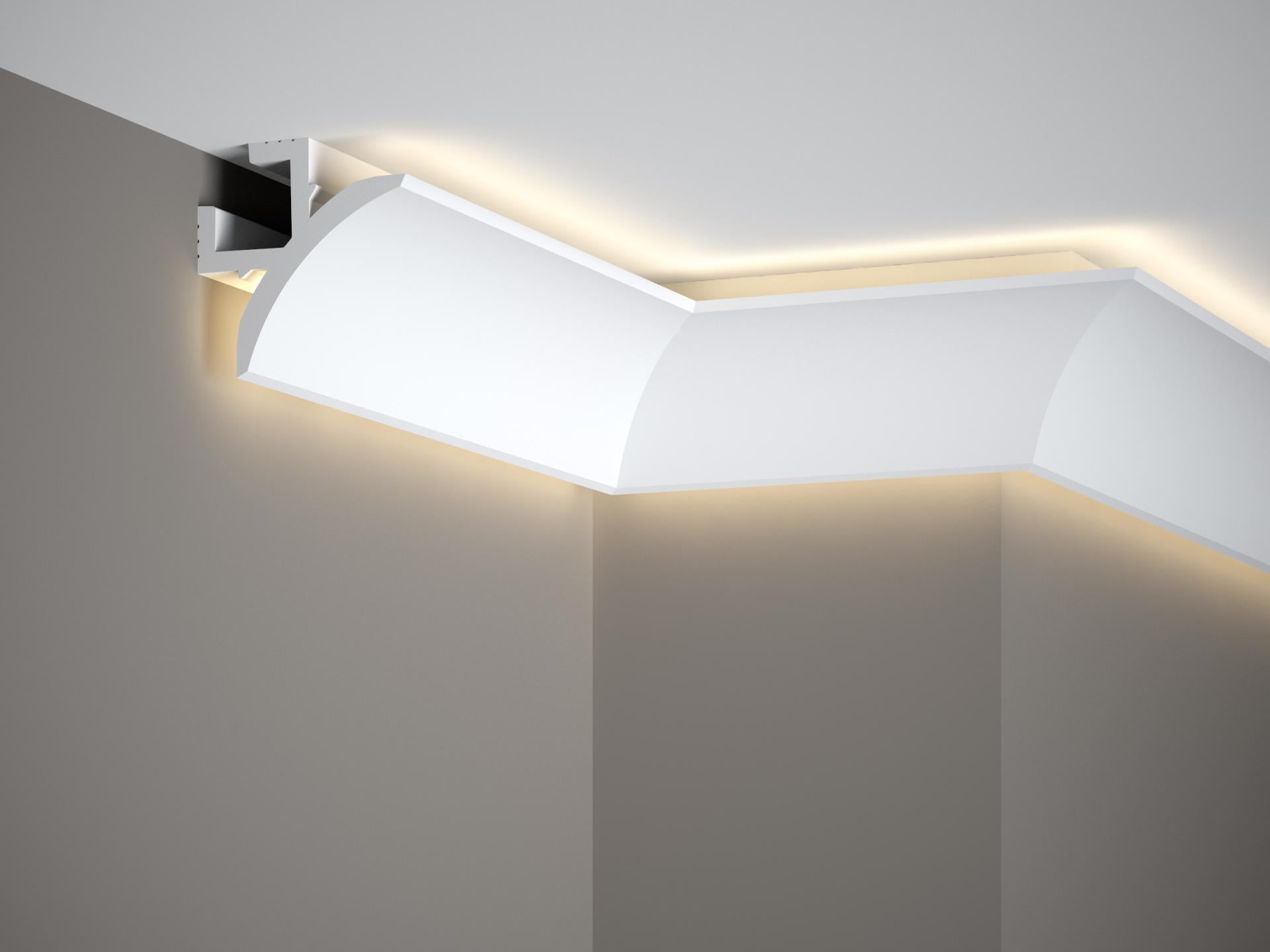Corniche d'éclairage indirect LED en polyuréthane — 200 × 85 × 85 mm (réf. ARK-COR012)