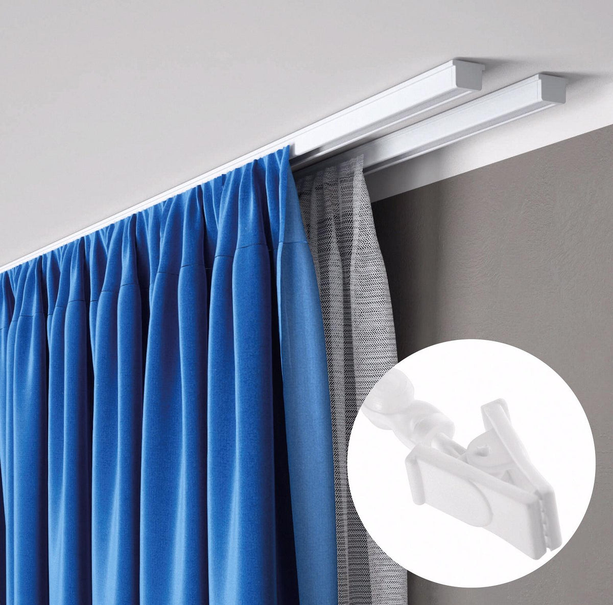 Kit rail à rideaux plafond double 150 cm ARKOS