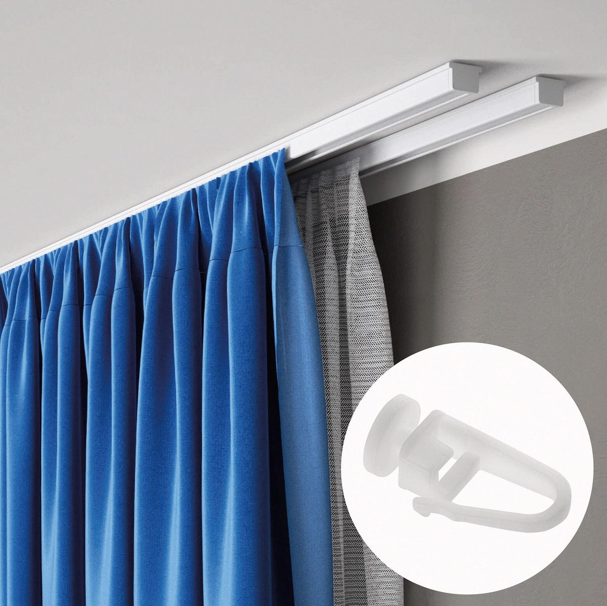 Kit rail à rideaux plafond double 200 cm ARKOS