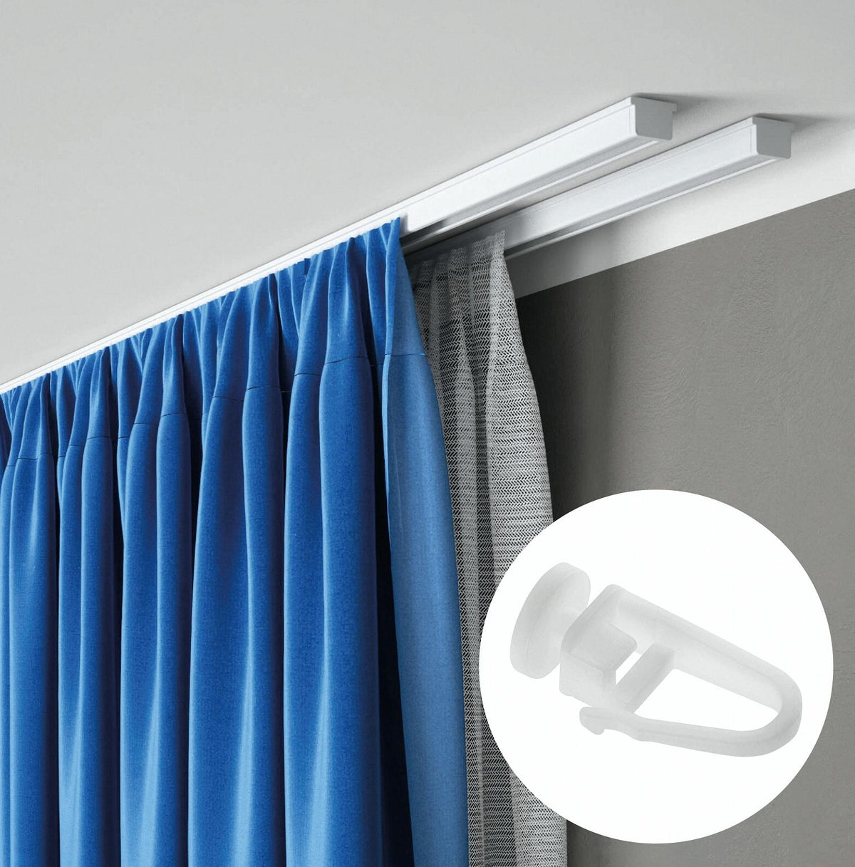 Kit rail à rideaux plafond double 250 cm ARKOS