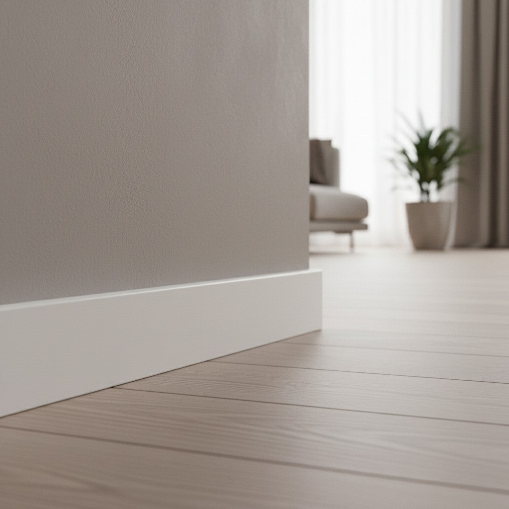 Plinthe MDF 80 mm blanche laquée – modèle 8/1 (80 x 16 x 2000 mm)