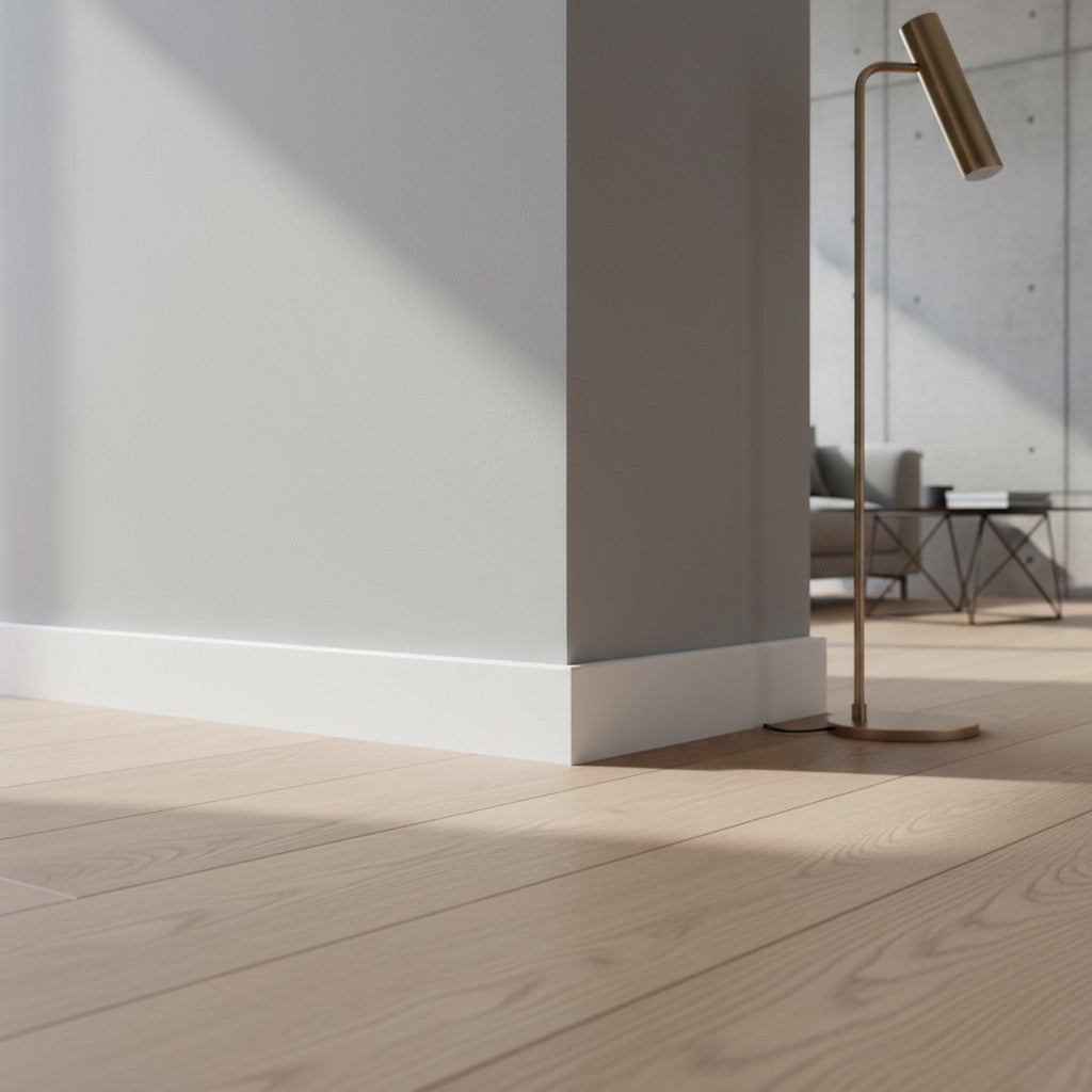 Plinthe MDF 80 mm blanche laquée – modèle 8/1 (80 x 16 x 2000 mm)