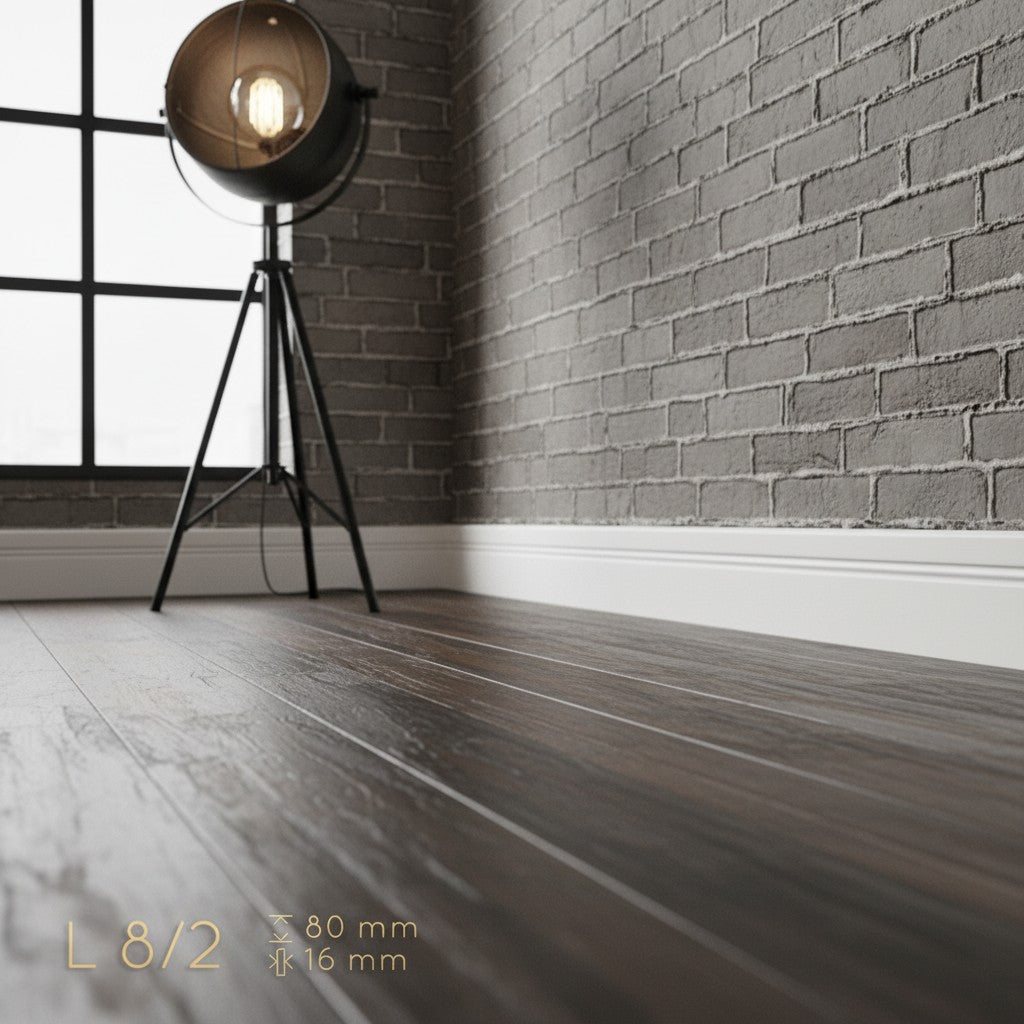 Plinthe MDF 80 mm blanche laquée – modèle 8/2 (80 x 16 x 2000 mm)
