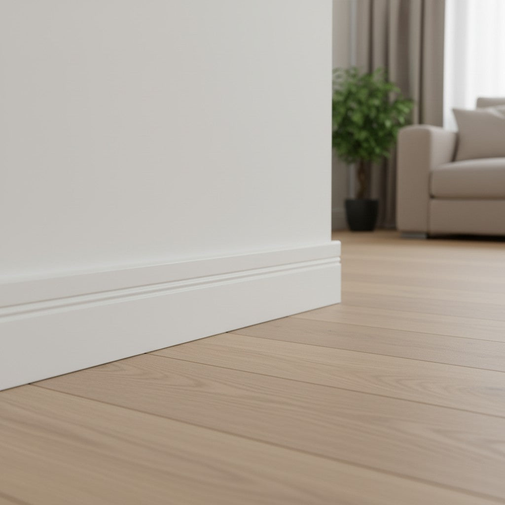 Plinthe MDF 80 mm blanche laquée – modèle 8/2 (80 x 16 x 2000 mm)