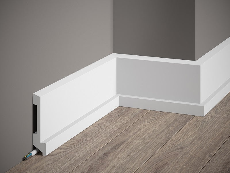 Plinthe décorative en polyuréthane — hauteur 110 mm (réf. ARK-PLI036)