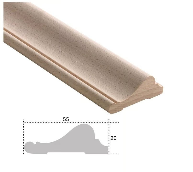 Moulure décorative en bois massif — 120 × 20 × 55 mm (réf. ARK-MOU105)