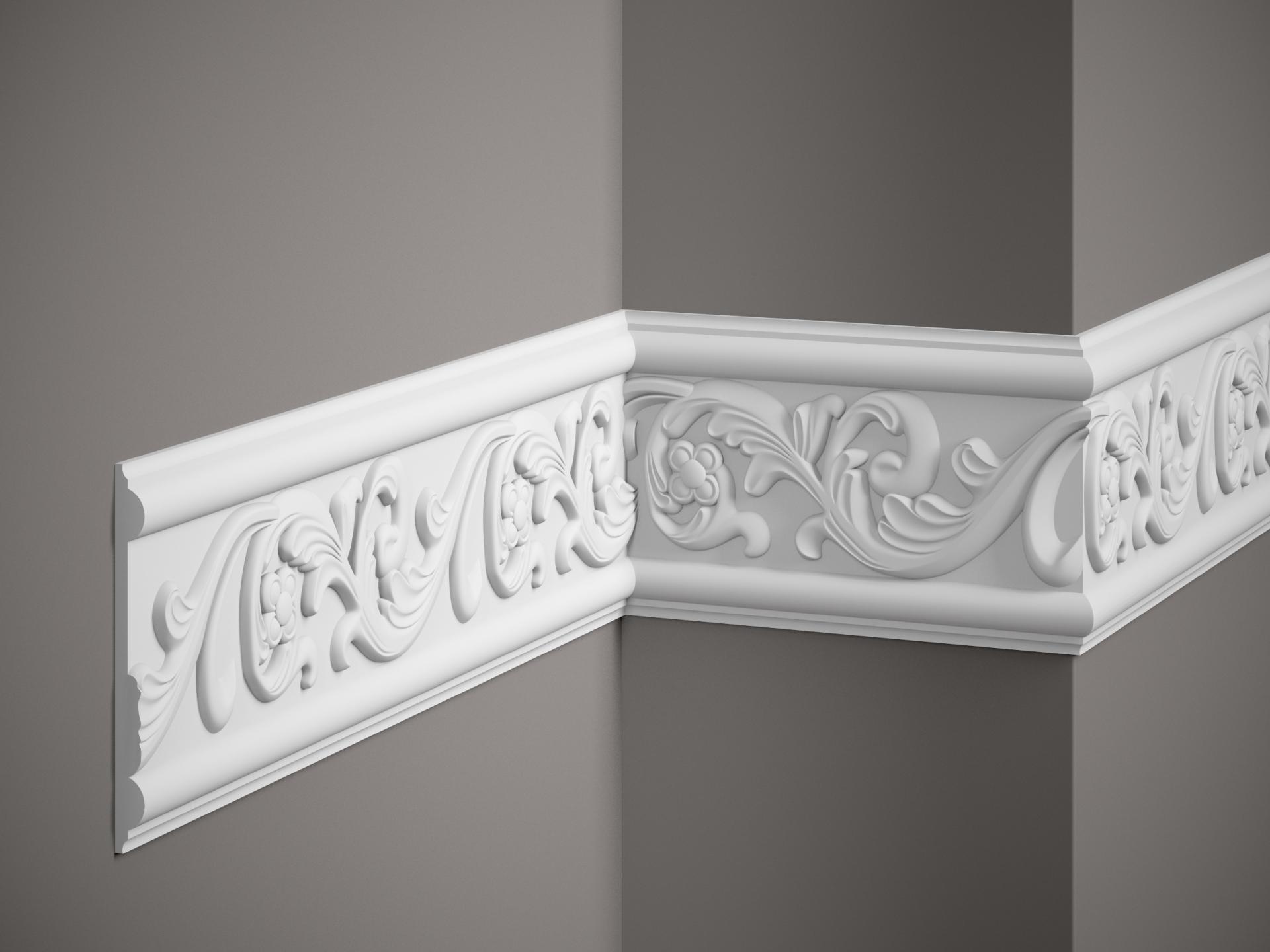 Moulure murale décorative en polyuréthane — 200 × 14 × 128 mm (réf. ARK-MOU167)