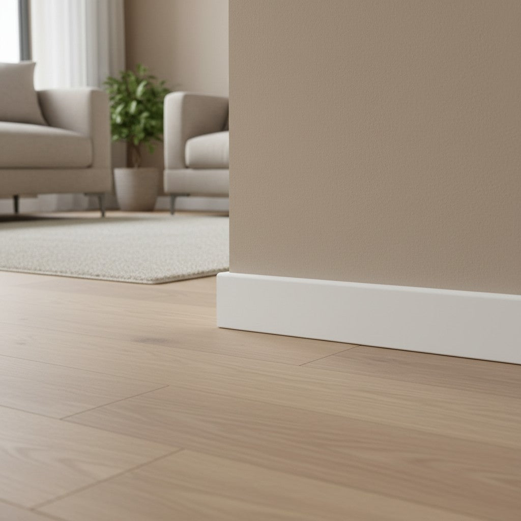Plinthe MDF 80 mm blanche laquée – modèle 8/4 (80 x 16 x 2000 mm)