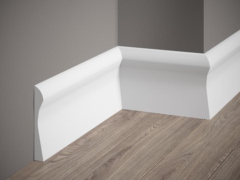 Plinthe décorative en polyuréthane — hauteur 128 mm (réf. ARK-PLI040)