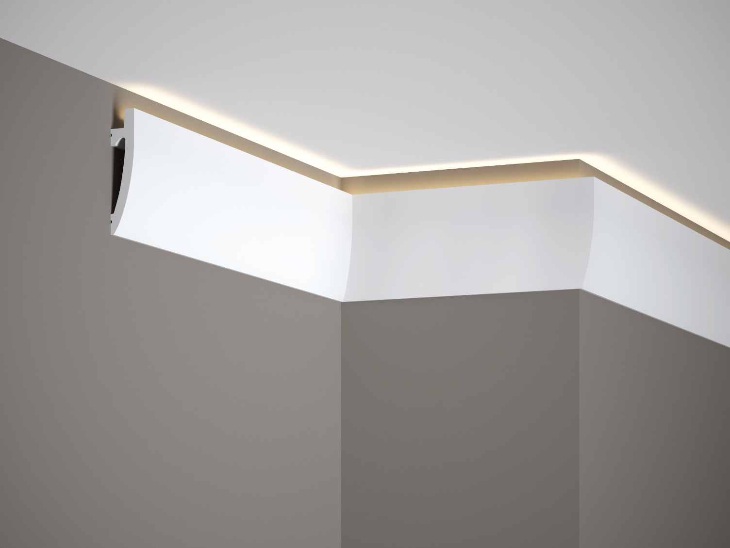 Corniche d'éclairage indirect LED en polyuréthane — 200 × 17 × 80 mm (réf. ARK-COR002)