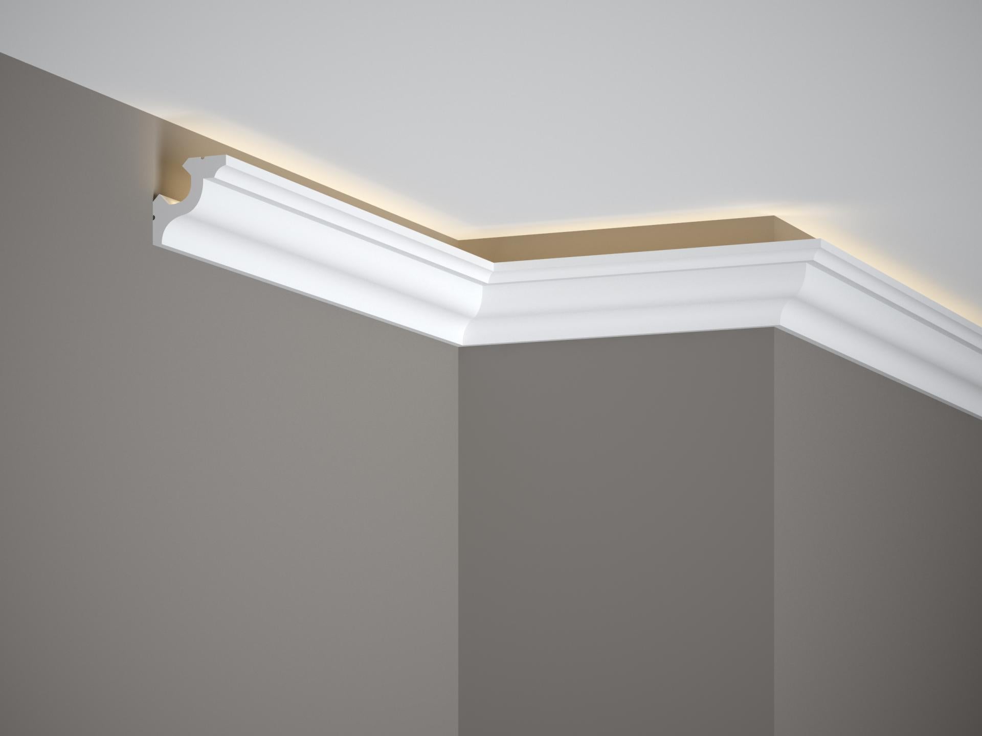 Corniche d'éclairage indirect LED en polyuréthane — 200 × 40 × 40 mm (réf. ARK-COR001)