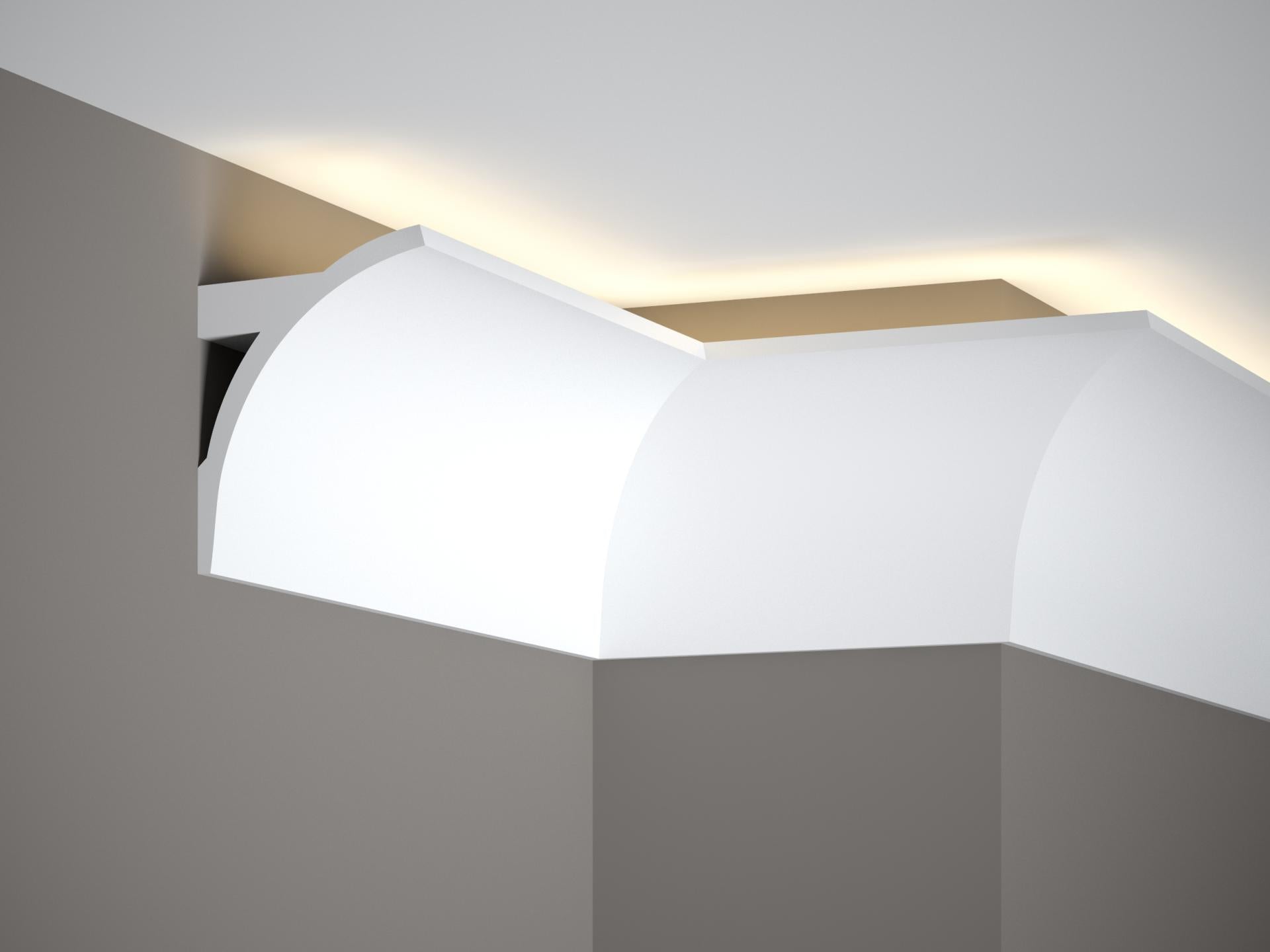 Corniche d'éclairage indirect LED en polyuréthane — 200 × 95 × 123 mm (réf. ARK-COR015)