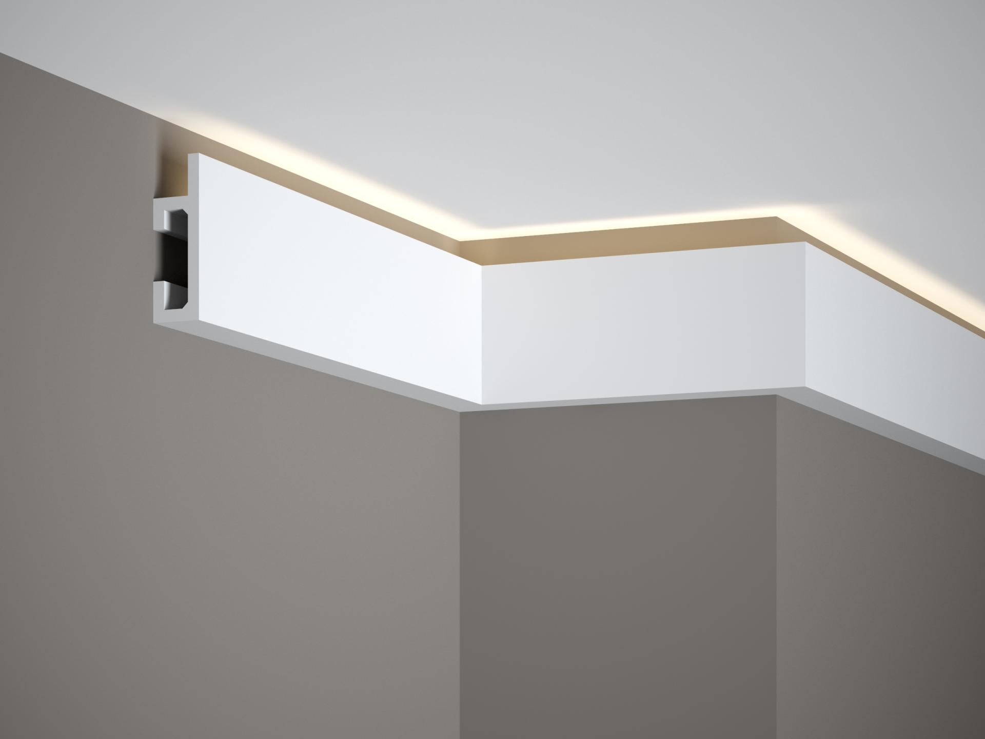 Corniche d'éclairage indirect LED en polyuréthane — 200 × 25 × 80 mm (réf. ARK-COR005)