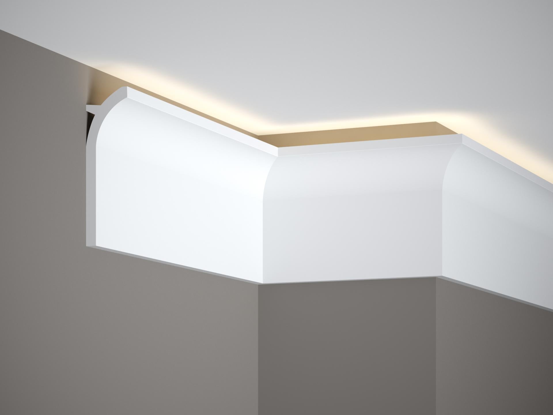 Corniche d'éclairage indirect LED en polyuréthane — 200 × 40 × 135 mm (réf. ARK-COR008)