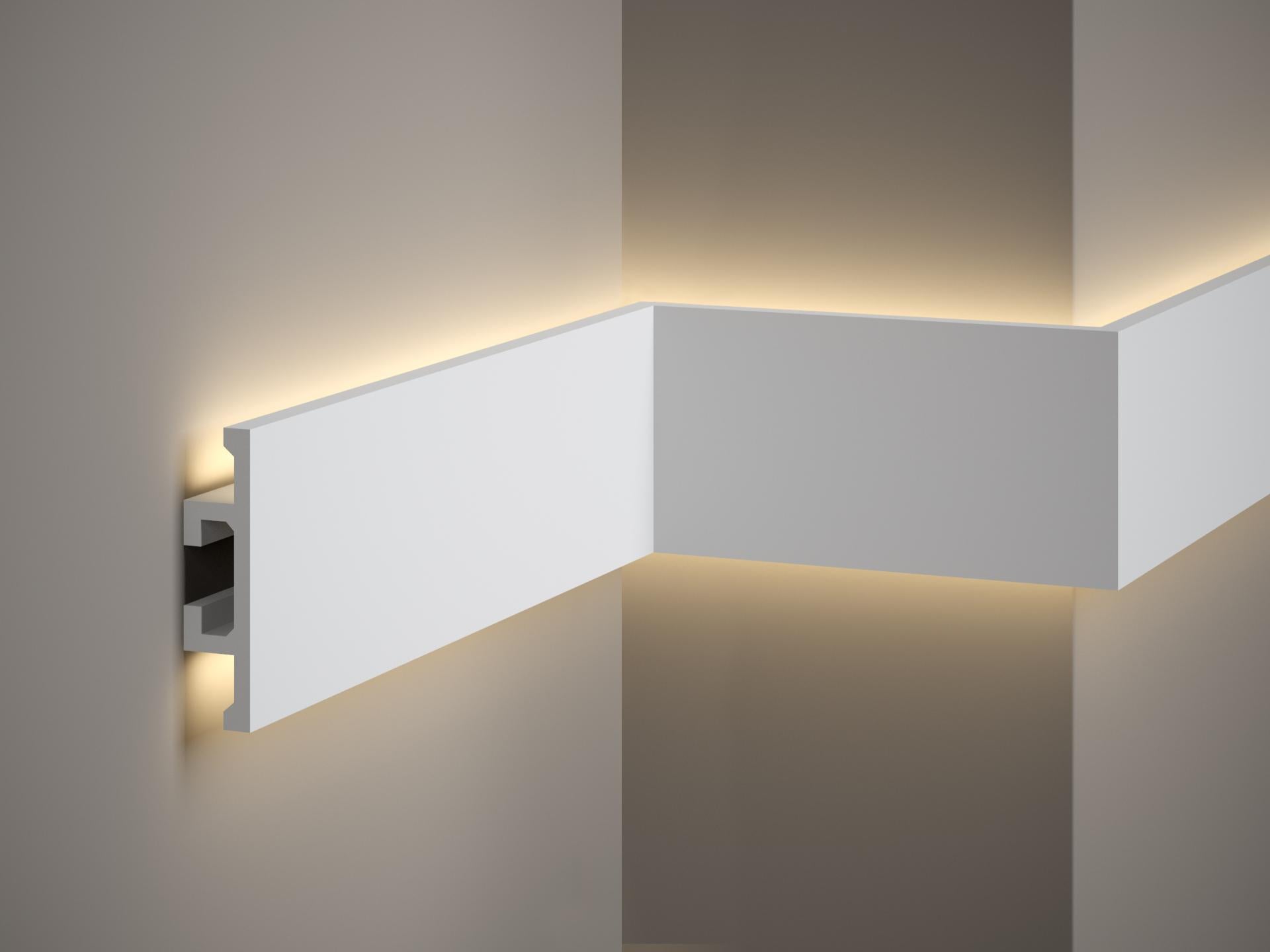 Moulure murale lumineuse pour éclairage LED — 200 × 25 × 100 mm (réf. ARK-MOU009)