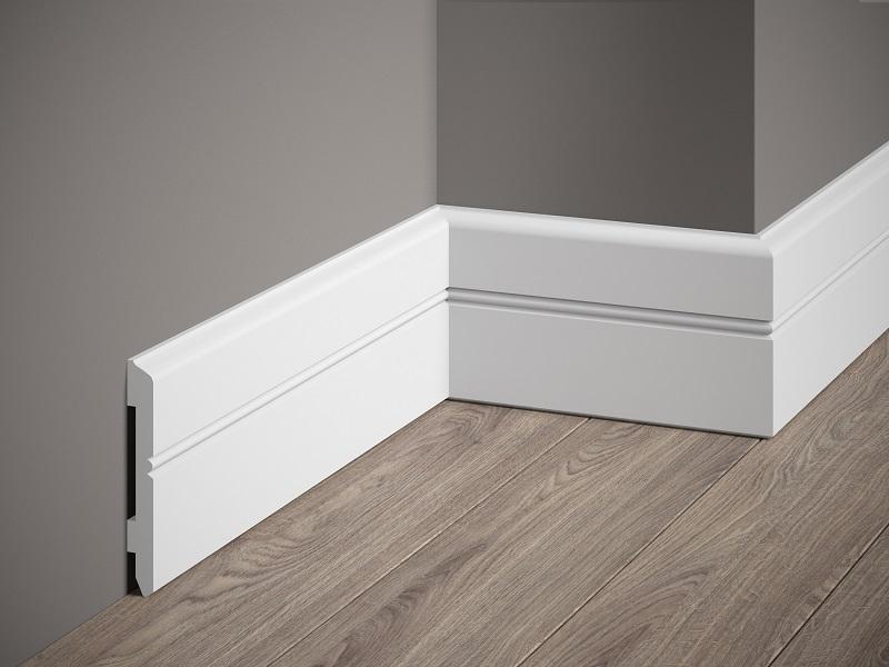 Plinthe décorative en polyuréthane — hauteur 107 mm (réf. ARK-PLI017)