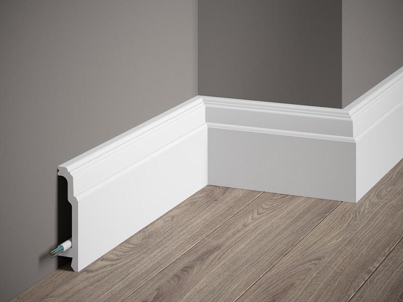 Plinthe décorative en polyuréthane — hauteur 106 mm (réf. ARK-PLI029)