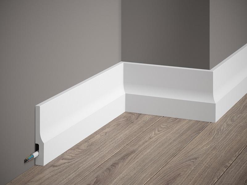 Plinthe décorative en polyuréthane — hauteur 100 mm (réf. ARK-PLI030)